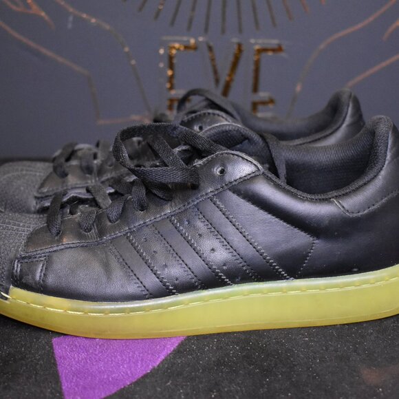 Adidas Black Electric Green Superstar CLR Basketball Shell Toe Shoes size 7 - Picture 5 of 7